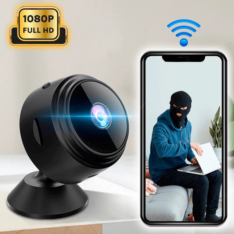 Mini Caméra A9 Wi‑Fi HD 1080p – Vision Nocturne, Grand Angle 150°, Enregistrement micro‑SD
