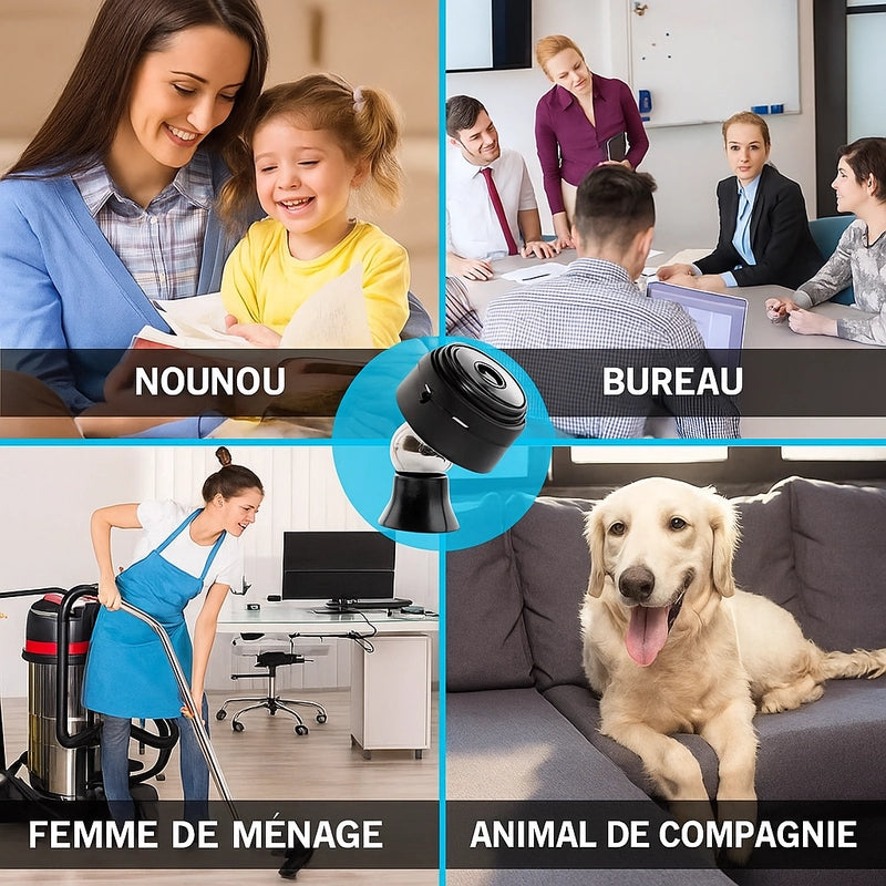 Mini Caméra A9 Wi‑Fi HD 1080p – Vision Nocturne, Grand Angle 150°, Enregistrement micro‑SD