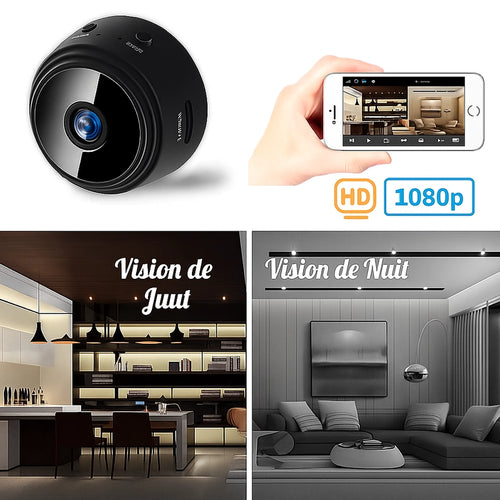 Mini Caméra A9 Wi‑Fi HD 1080p – Vision Nocturne, Grand Angle 150°, Enregistrement micro‑SD